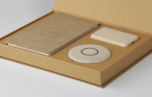 Zestaw prezentowy: kalendarz, ładowarka indukcyjną i powerbank Eco Set 2