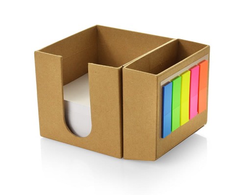 Kostka - eko pojemnik na długopisy z karteczkami i długopisem