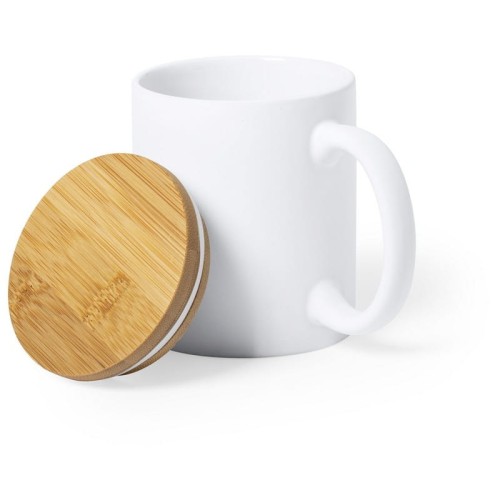 Kubek ceramiczny 370 ml z bambusową pokrywką