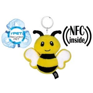 Pluszowa pszczoła RPET z chipem NFC, brelok | Zibee