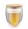Szklanka dwuścienna z przykrywką bambusową Mocca 350 ml