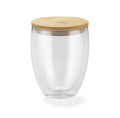 Szklanka dwuścienna z przykrywką bambusową Mocca 350 ml