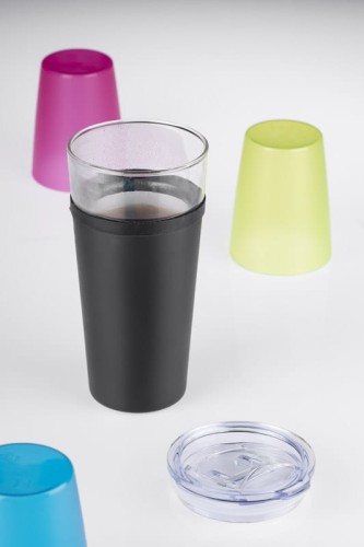 Kubek szklany z przykrywką Glatt 428 ml