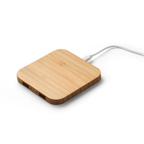 Bambusowa ładowarka indukcyjna z hubem USB Dalton 15W