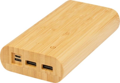 Powerbank Tulda o pojemności 20,000 mAh wykonany z bambusa