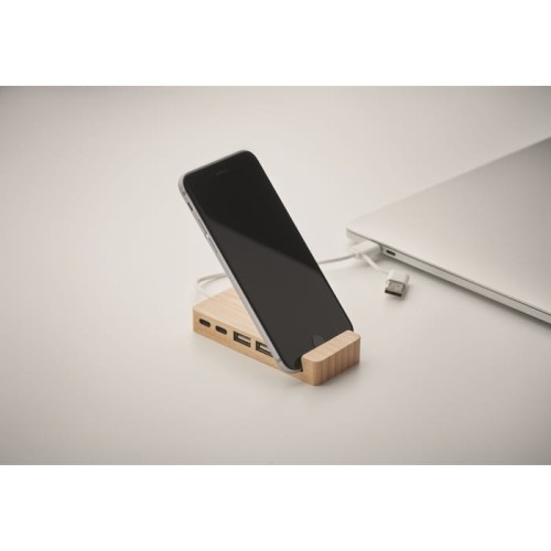 Bambusowy hub z podstawką na telefon Hubstand