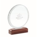 Szklana tabliczka na drewnianej podstawie Keen