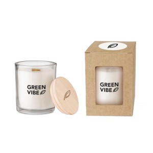 Świeca w szkle z drewnianym wieczkiem