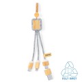 Kabel do ładowania z bambusa i filcu RPET z zawieszką