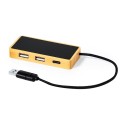 Bambusowy hub USB i USB typu C z podświetlanym logo