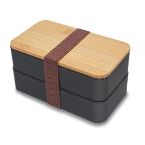 Podwójny lunch box z bambusowym wieczkiem Victor