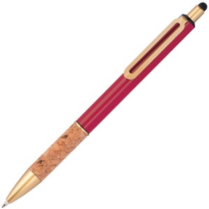 Metalowy długopis touch pen  z korkowych uchwytem i złotymi elementami Capri
