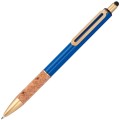 Metalowy długopis touch pen  z korkowych uchwytem i złotymi elementami Capri