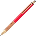 Metalowy długopis touch pen  z korkowych uchwytem i złotymi elementami Capri