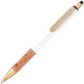 Metalowy długopis touch pen  z korkowych uchwytem i złotymi elementami Capri
