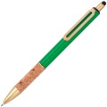 Metalowy długopis touch pen  z korkowych uchwytem i złotymi elementami Capri