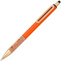 Metalowy długopis touch pen  z korkowych uchwytem i złotymi elementami Capri