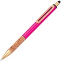 Metalowy długopis touch pen  z korkowych uchwytem i złotymi elementami Capri