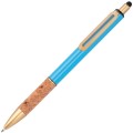Metalowy długopis touch pen  z korkowych uchwytem i złotymi elementami Capri