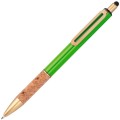 Metalowy długopis touch pen  z korkowych uchwytem i złotymi elementami Capri
