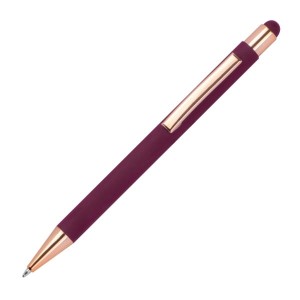 Długopis touchpen z elementami z różowego złota i powierzchnią soft touch Miramar