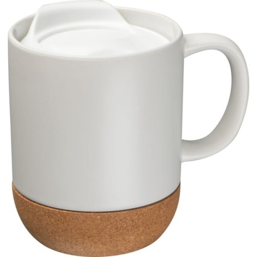 Ceramiczny kubek z pokrywką i korkową podstawką San Jose 300 ml