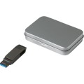 Pamięć USB C i USB A 64 GB w metalowym etui