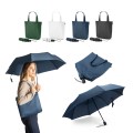 Parasol Skylar 2 w 1 z torbą na zakupy z poliestru z recyklingu w zestawie