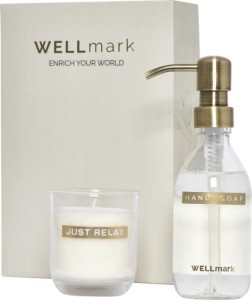 Wellmark dozownik mydła w płynie o pojemności 250 ml i świeca zapachowa 150 g