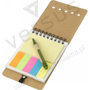 Notes z karteczkami i długopisem