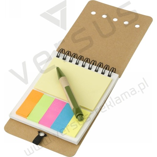 Notes z karteczkami i długopisem