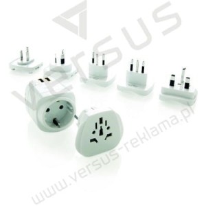 Zestaw adapterów podróżnych z uziemieniem i portami USB