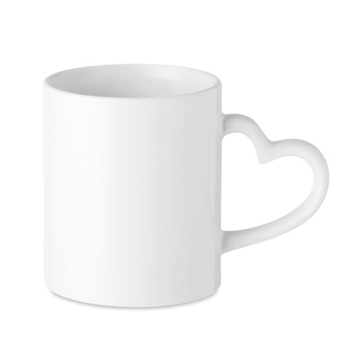 Kubek ceramiczny z uchwytem w kształcie serca Sublim White