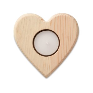 Drewniany świecznik Teaheart