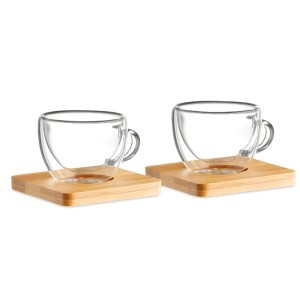 Zestaw 2 szklanek do espresso z bambusowym spodkiem Belize