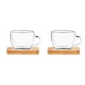 Zestaw 2 szklanek do espresso z bambusowym spodkiem Belize