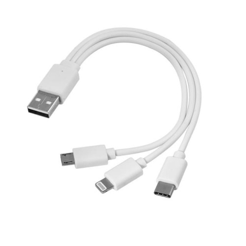 Kabel USB 3w1 micro USB + USB typ C + Lightning 