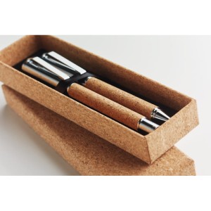 Metalowy zestaw do pisania z obudową z korka Quercus