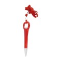 Plastikowy długopis ze smyczą i z otwieraczem