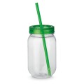 Plastikowy słoik ze słomką w kolorze zakrętki STRAW