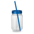Plastikowy słoik ze słomką w kolorze zakrętki STRAW