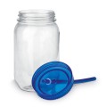 Plastikowy słoik ze słomką w kolorze zakrętki STRAW