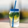 Plastikowy słoik ze słomką w kolorze zakrętki STRAW