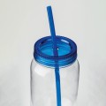 Plastikowy słoik ze słomką w kolorze zakrętki STRAW