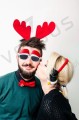 Plastikowe okulary z czapkami Mikołaja Huntix