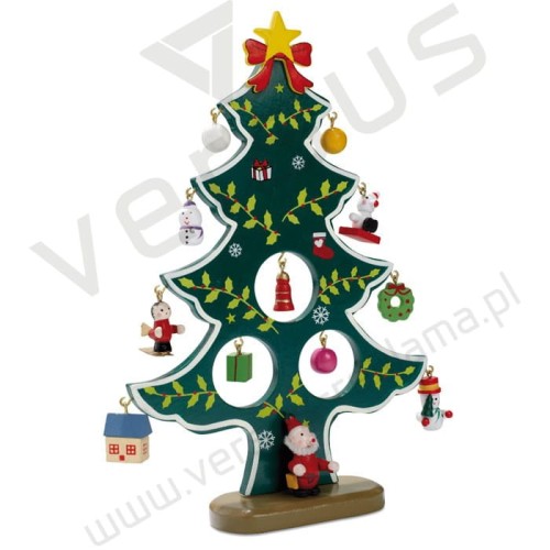 Drewniana choinka z 12 zawieszkami Woodtree