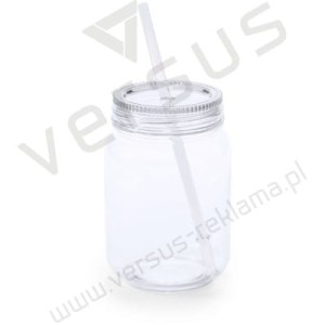Słoik/kubek 600 ml, ze słomką