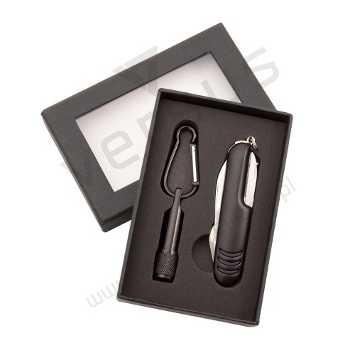 Zestaw scyzoryk i latarka w pudełku