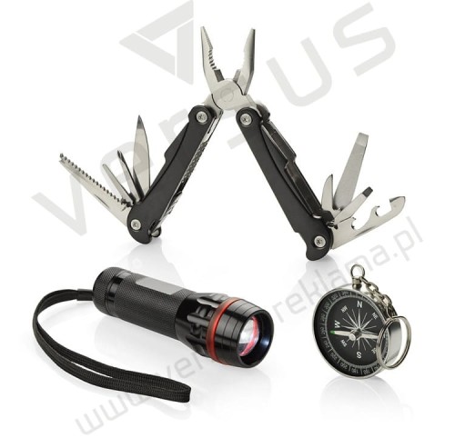 Zestaw TRAVELER - latarka, narzędzie wielofunkcyjne i kompas