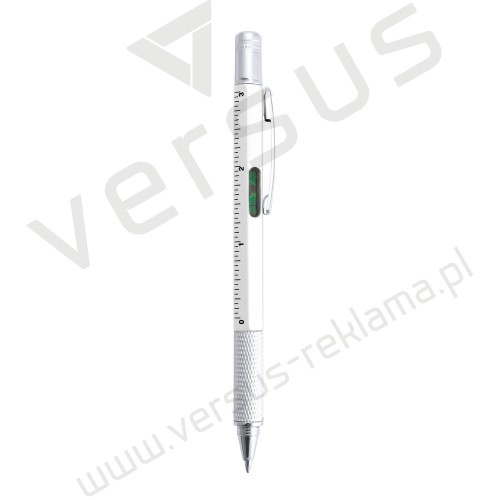 Długopis wielofunkcyjny z linijką, poziomicą i śrubokrętem